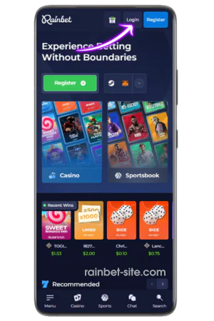 Open Mobile Browser Rainbet